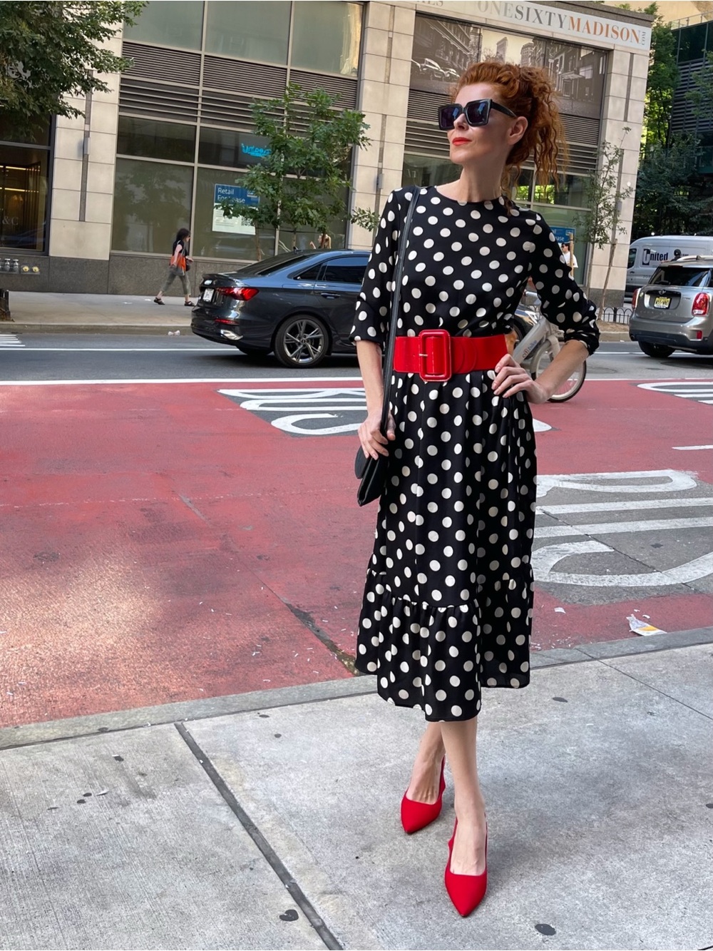 Black and White Polka Dot Midi Dress